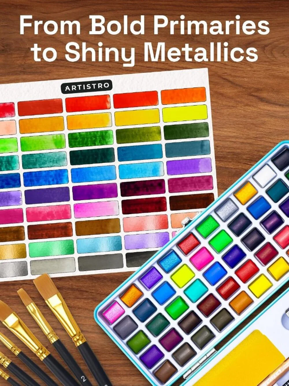 Vivid Watercolor Paint Set with Palette & Brush Pens | Portable Paint Art Kit, T